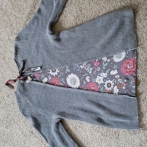 Loft Sweater with floral back panel size medium